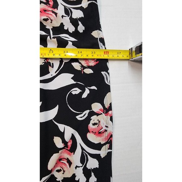 White House Black Market Floral Print Black & Pink 3/4 Sleeve Dress With Waist T - Picture 9 of 9